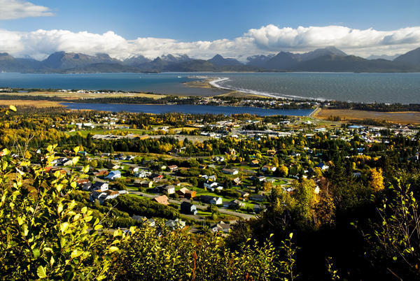 Scenic View Overlooking The Town Of Homer, The Homer Spit, Kachemak Bay And The Kenai Mountains During Summer In Southcentral Alaska by PacificStock