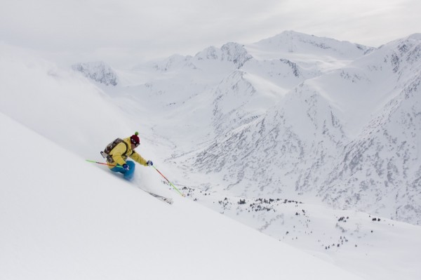 Downhill Skier In Fresh Powder In Chugach Mountains Of Turnagain Pass, Southcentral Alaska, Winter by PacificStock