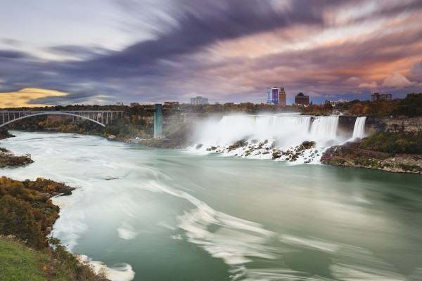 American falls and niagara river at dusk;Niagara falls new york united states of america by PacificStock