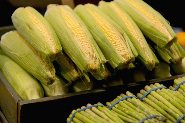 Fresh Corn On The Cob And Asparagus; Seattle, Washington, United States Of America by PacificStock