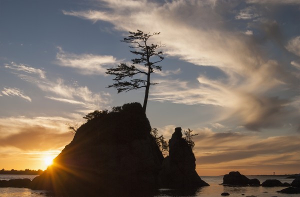 Sunset over the Three Graces near Garibaldi; Oregon, United States of America by PacificStock