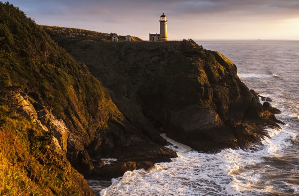 Evening light warms North Head Lighthouse; Ilwaco, Washington, United States of America by PacificStock