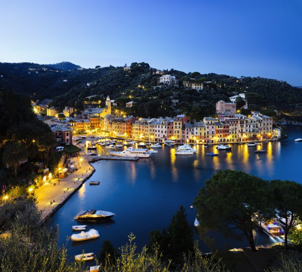 View of the harbour at dusk; Portofino, Liguria, Italy by PacificStock