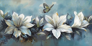 WHITE FLOWERS BUTTERFLY
