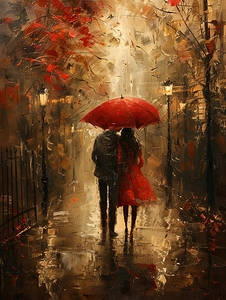 couple in the rain