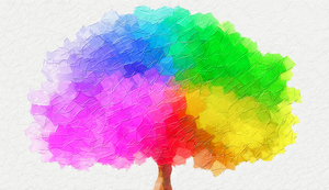 Tree painted abstract multicolor