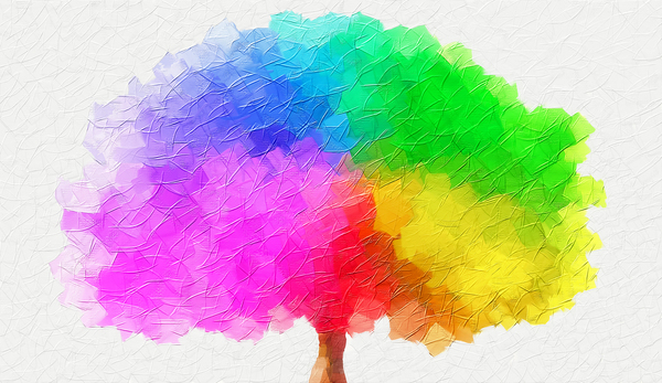 Tree painted abstract multicolor Print