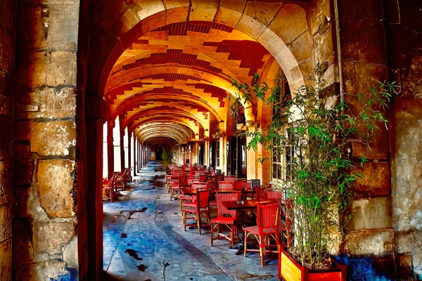Cafe with Red Chairs Paris France by Fred J Bivetto