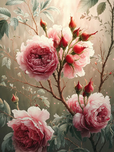 Elegant Rose Garden Wall Art - Romantic Floral Design