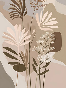 Minimalist Botanical Wall Art - Modern Neutral Decor