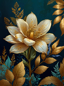 Golden Bloom - Luxurious Floral Wall Art