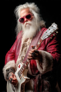 Santa Claus Playing Electric Guitar