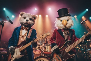 Animal Rock Band - Cat and Eagle on Stage