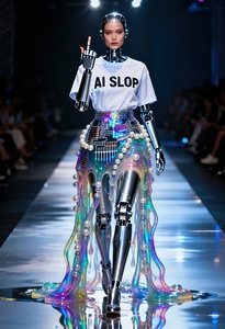 Cyborg Runway Sarcastic Protest Ai Slop Tee
