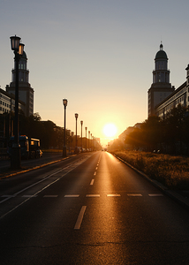 Berlin Friedrichshain Sunrise on Karl Marx Allee