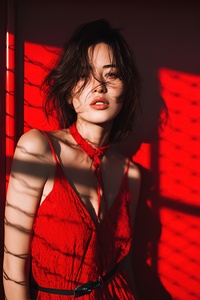 Red Shadows - Sensual Woman Portrait in Scarlet Light