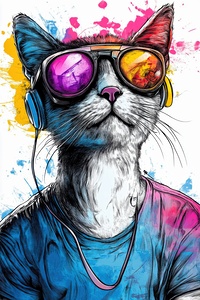 Retro Cat Vibes - Neon Beats