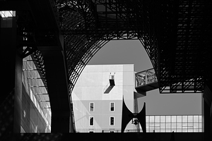 Kyoto Station Shadows and Steel - Architectural Minimalism in Black and White