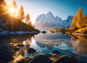 Serene Mountain Lake 01 Water Reflection