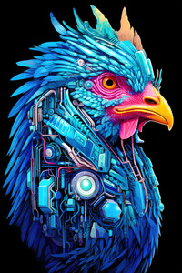 Cyberpunk Chicken 01 Techno Rooster
