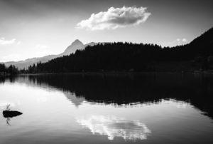 Water reflection in Austria black and white
