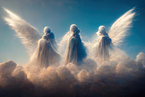 Angel on clouds in Heaven 02