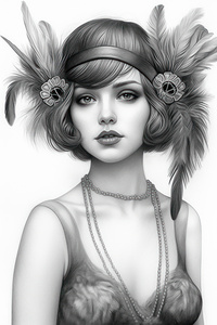 1920s Flapper Woman 20 Pencil Style