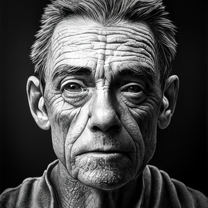 Old Man Intense Portrait 01 Black and White