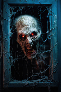 Horror Skull in Window 01