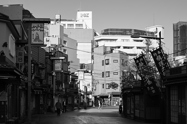 Asakusa Morning Light - Urban Layers in Monochrome by Matthias Hauser