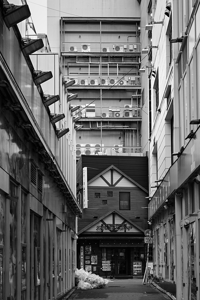 Tokyo Urban Layers - Shibuya Backstreet Black and White by Matthias Hauser