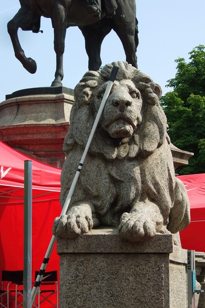 Granite Sentinel - Lion Statue at Karlsplatz Stuttgart by Matthias Hauser