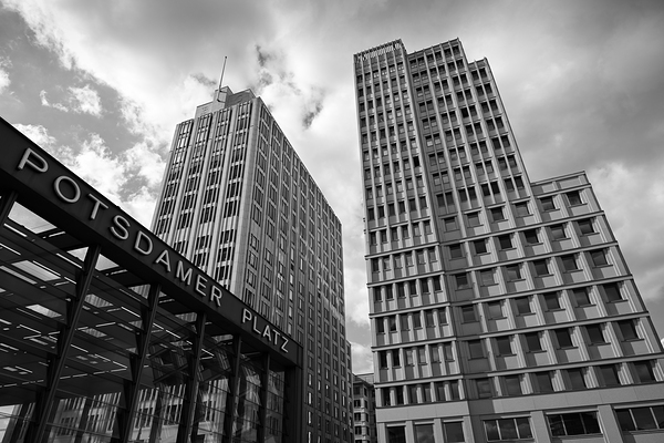 Potsdamer Platz Berlin Black and White 01 by Matthias Hauser