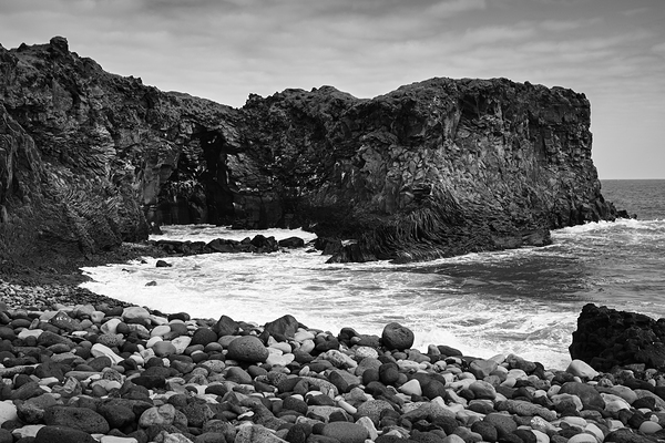Hellnar Coastal Cliffs in Iceland Black and White by Matthias Hauser