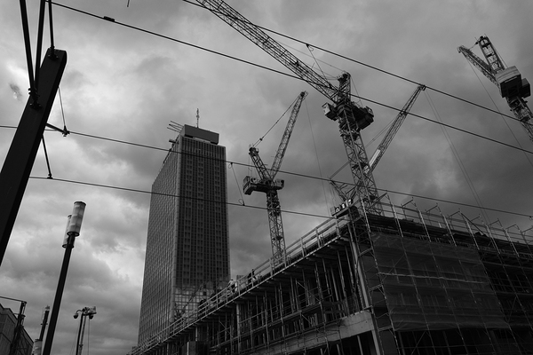Alexanderplatz Under Construction - Berlin in Black and White by Matthias Hauser