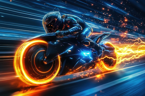 Acceleration Rider - Neon Bike Velocity Surge by Matthias Hauser