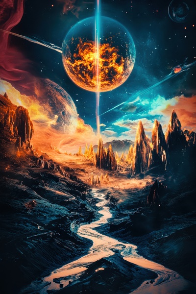 Alien Planet Landscape - The Celestial Rift by Matthias Hauser