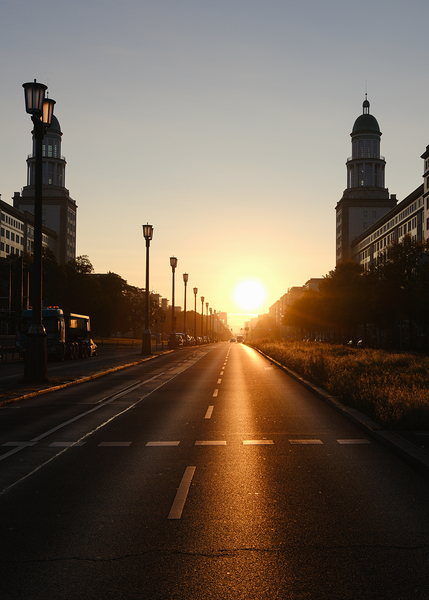Berlin Friedrichshain Sunrise on Karl Marx Allee by Matthias Hauser