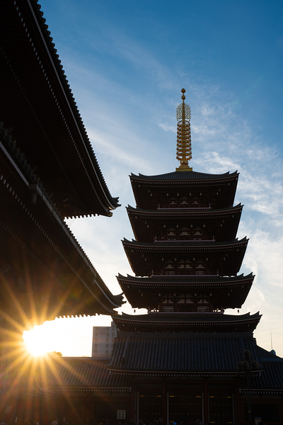 Five-Story Pagoda at Sunset - Senso-ji Temple Asakusa Tokyo by Matthias Hauser