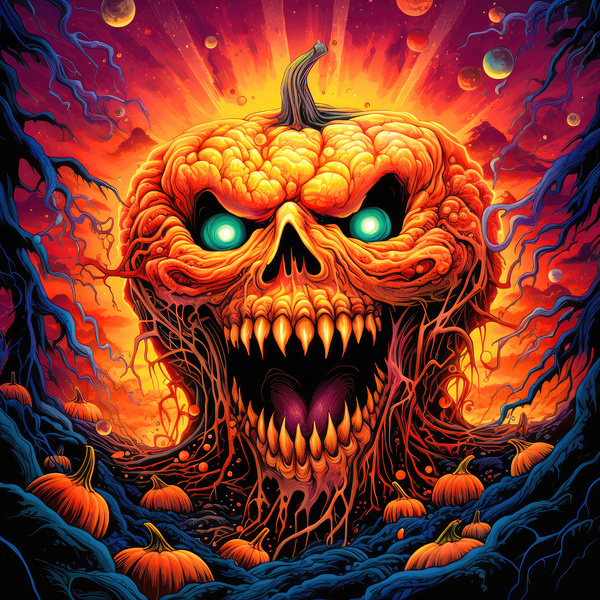 Crazy Psychedelic Halloween Pumpkin 01 by Matthias Hauser