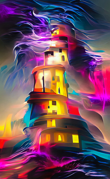 Lighthouse 01 Colorful Trippy Waves by Matthias Hauser