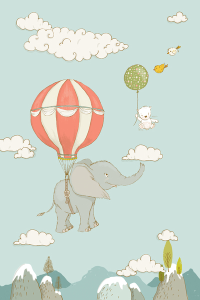 Floating Elephant and bear whimsical animals by Matthias Hauser