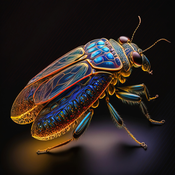 Computer Bug 01 Blue and Golden by Matthias Hauser