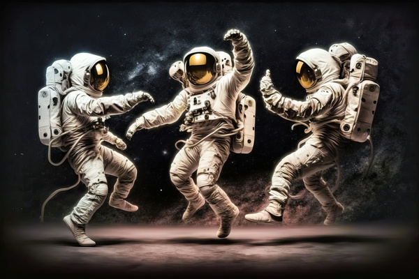 Outer Space Party 01 Dancing Astronauts by Matthias Hauser
