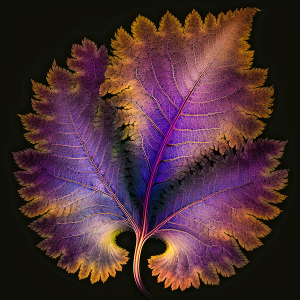 Fractal Leaf 04 Purple and Gold by Matthias Hauser