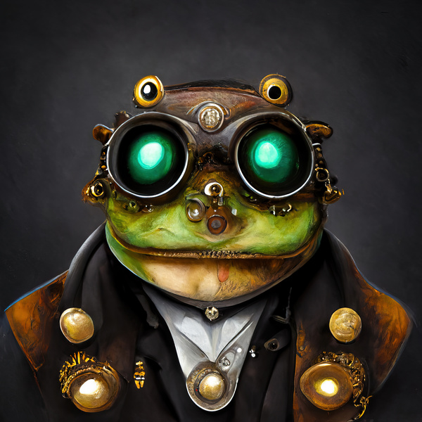 Steampunk Animal 12 Frog Portrait by Matthias Hauser