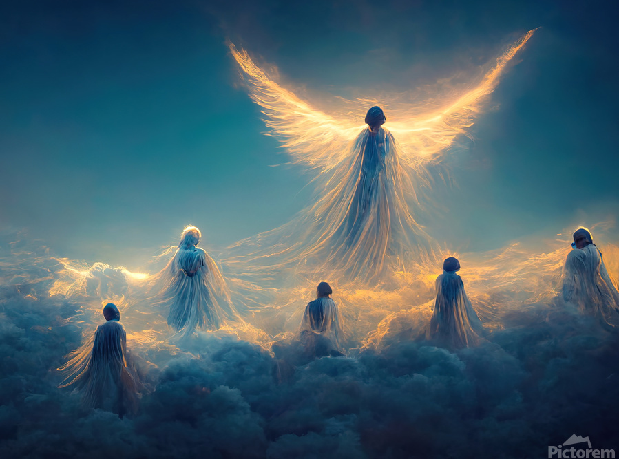 Angel on clouds in Heaven 01 by Matthias Hauser Wall Art
