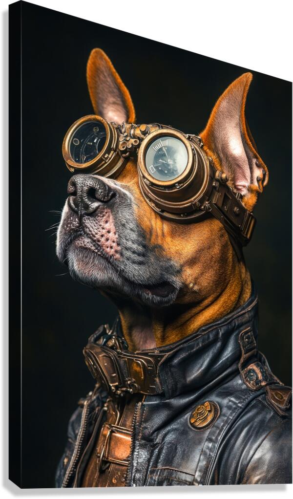 Steampunk Animal - A Cool Biker Dog Canvas Print