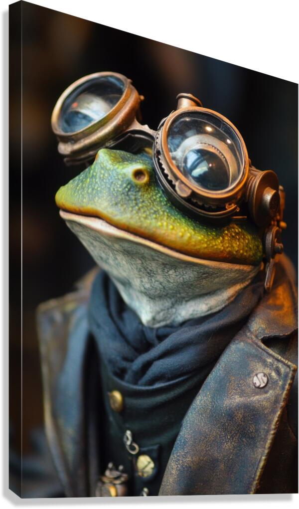 The Steampunk Frog Scholar Canvas Print
