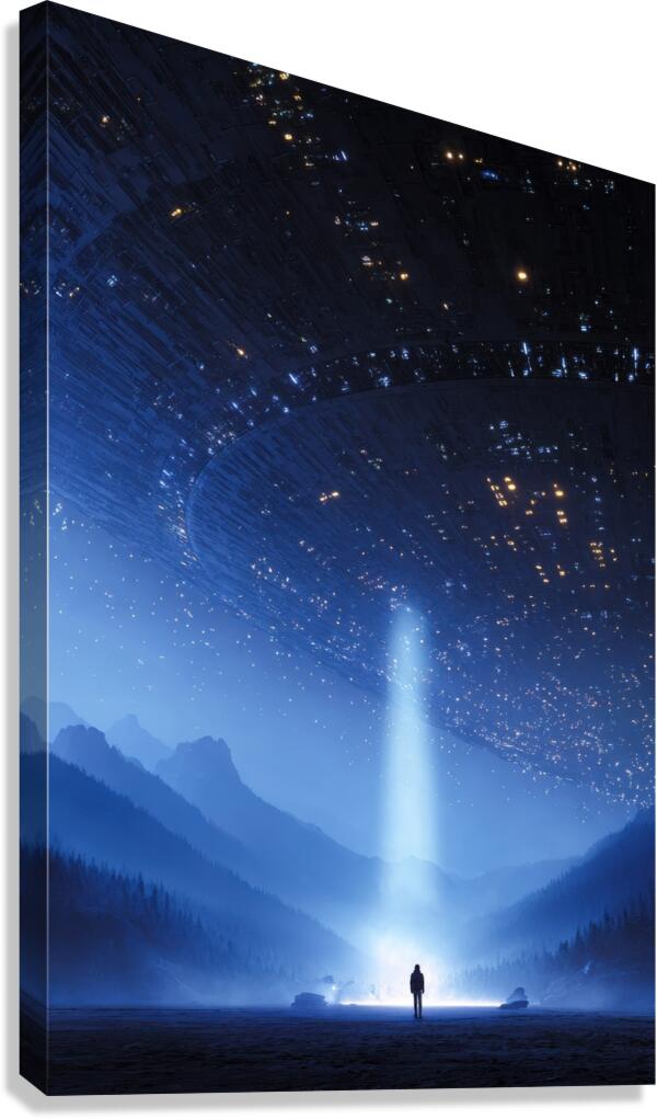 Alien Encounter Under Starry Sky Canvas Print